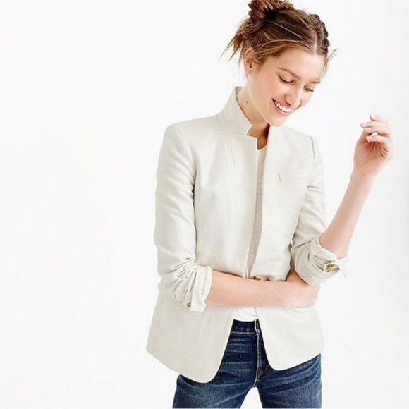 J. Crew White Linen Regent Blazer 16 - Picture 2 of 11